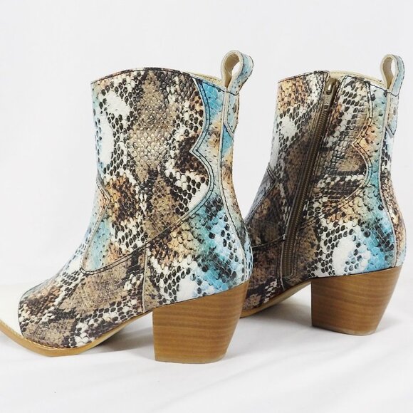 Matisse DESIRE Leather Snake Print Cowboy Western Style Boots White Toe NIB Sz 6 - Picture 5 of 9